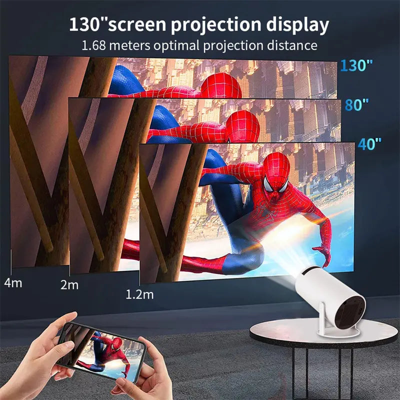 8K Portable Projector with Wifi and Bluetooth, 180° Rotation & Auto Keystone, Full HD 720P Supported, Portable HY300 Outdoor Movie Projector, Compatible with USB HDMI, Phone, Tablet, Laptop Audio Space