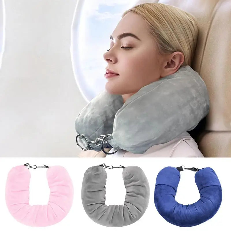 Velvet Soft Travel Stuffable Neck Pillow Luggage Space-Saving Portable Refillable Neck Support Cushion Car Train Airplane