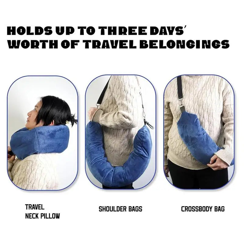 Velvet Soft Travel Stuffable Neck Pillow Luggage Space-Saving Portable Refillable Neck Support Cushion Car Train Airplane